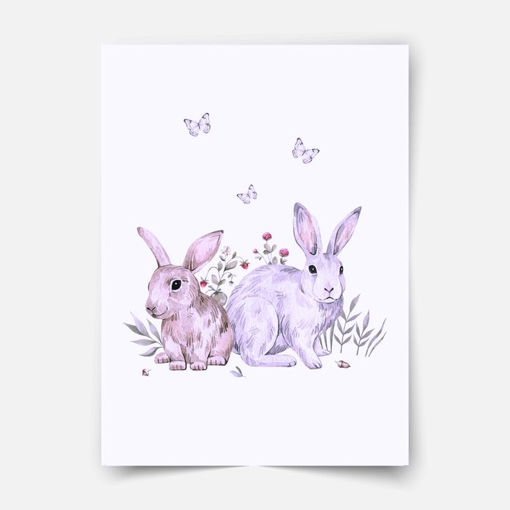 Woodland print - Magical forest - Rabbits