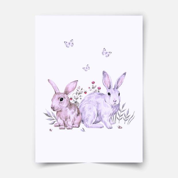 Woodland print - Magical forest - Rabbits