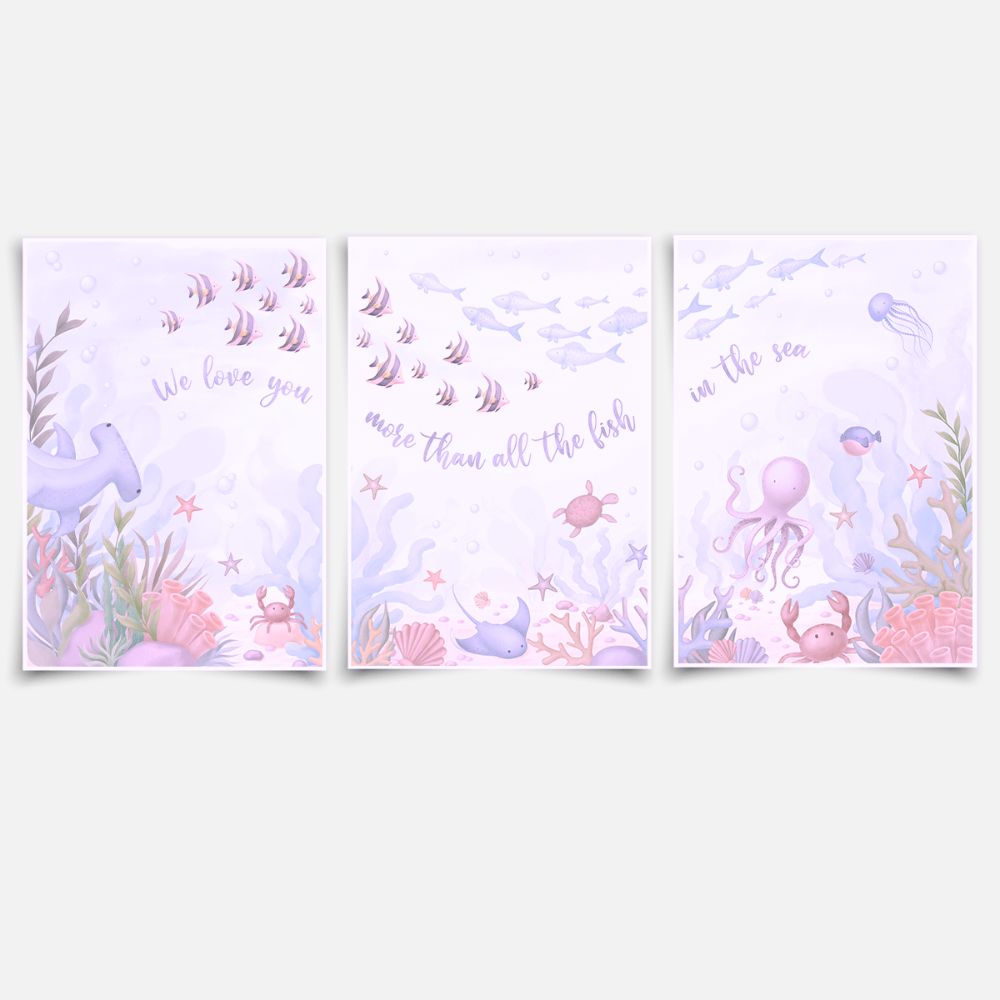 Under the sea triptych print - Magical ocean