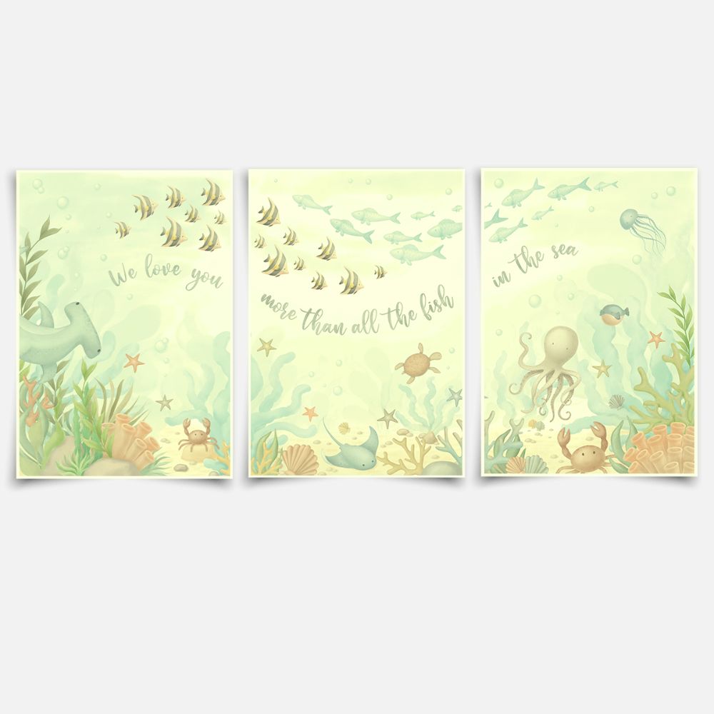 Under the sea triptych print - Magical ocean