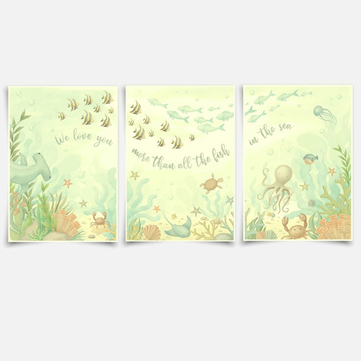 Under the sea triptych print - Magical ocean