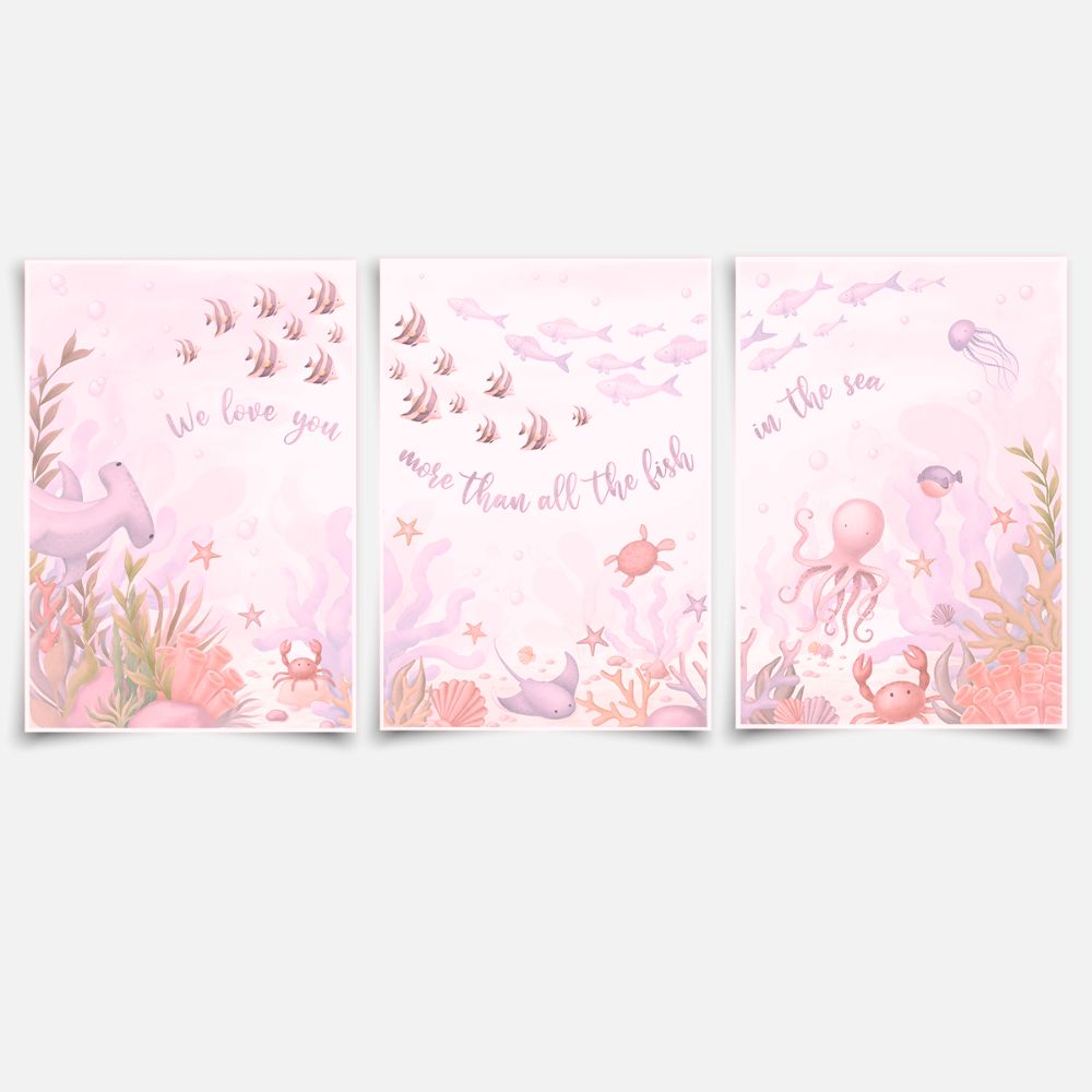 Under the sea triptych print - Magical ocean