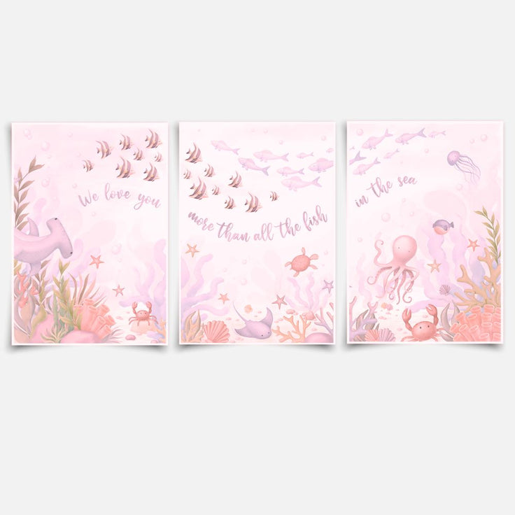 Under the sea triptych print - Magical ocean