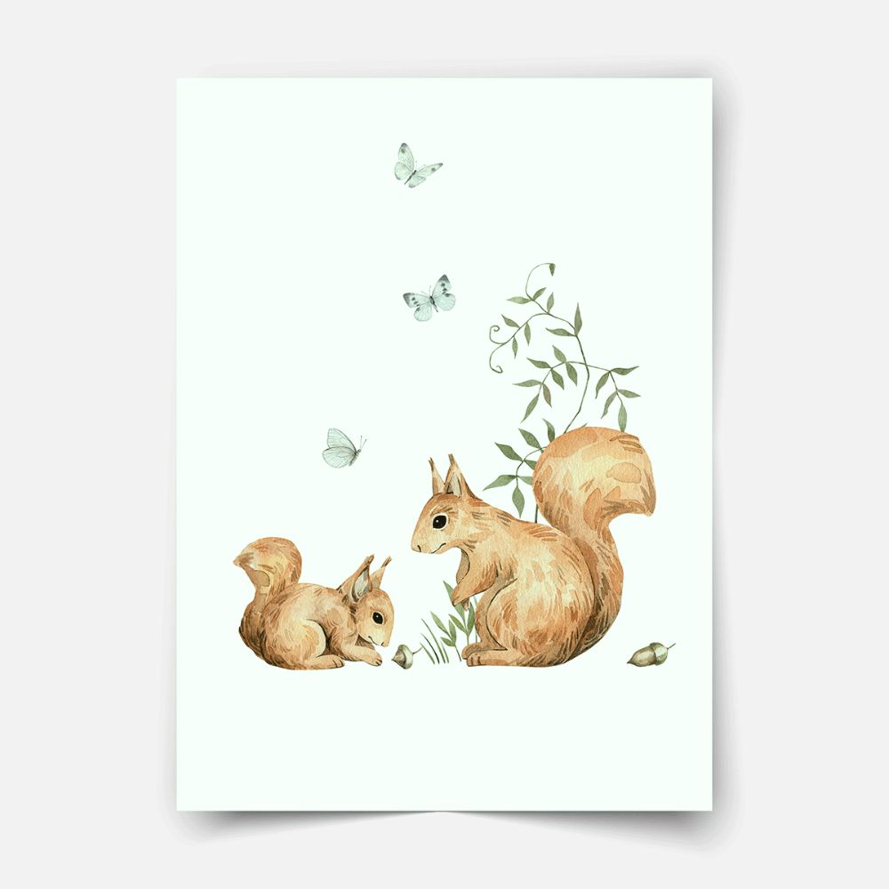 Magical forest print - Squirrels