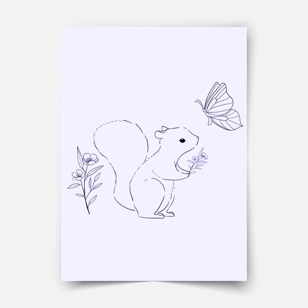Hand-drawn Squirrel friends