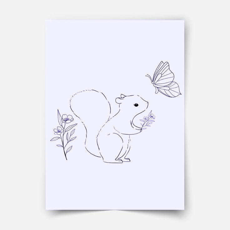 Hand-drawn Squirrel friends