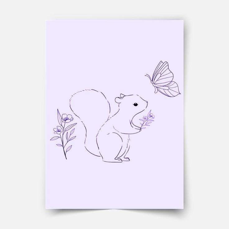 Hand-drawn Squirrel friends