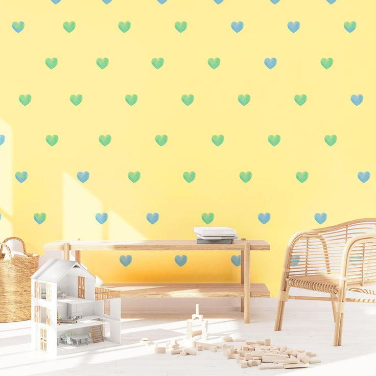 Wall stickers - Blue watercolour hearts
