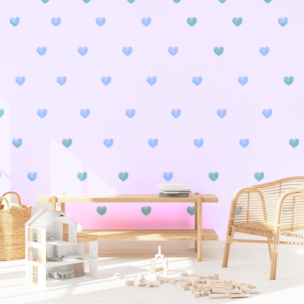 Wall stickers - Blue watercolour hearts