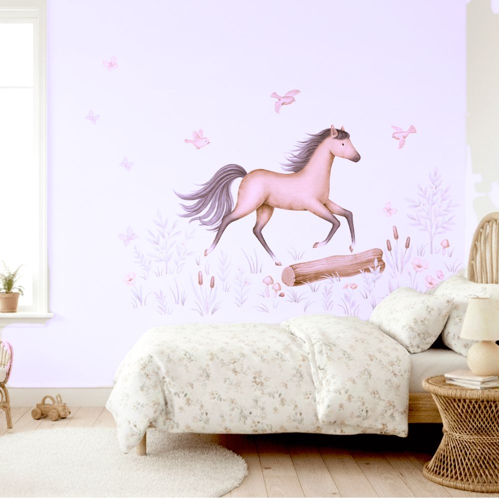 Wall stickers - Running horse in flower meadow
