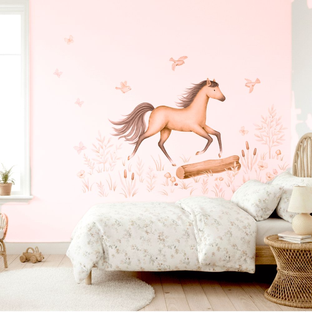 Wall stickers - Running horse in flower meadow
