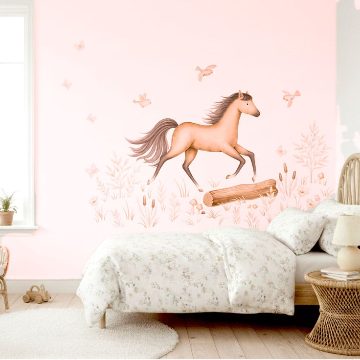 Wall stickers - Running horse in flower meadow