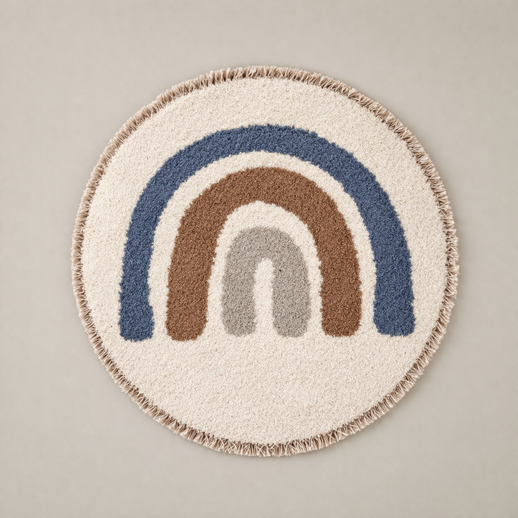 Round Kids Rainbow Rug