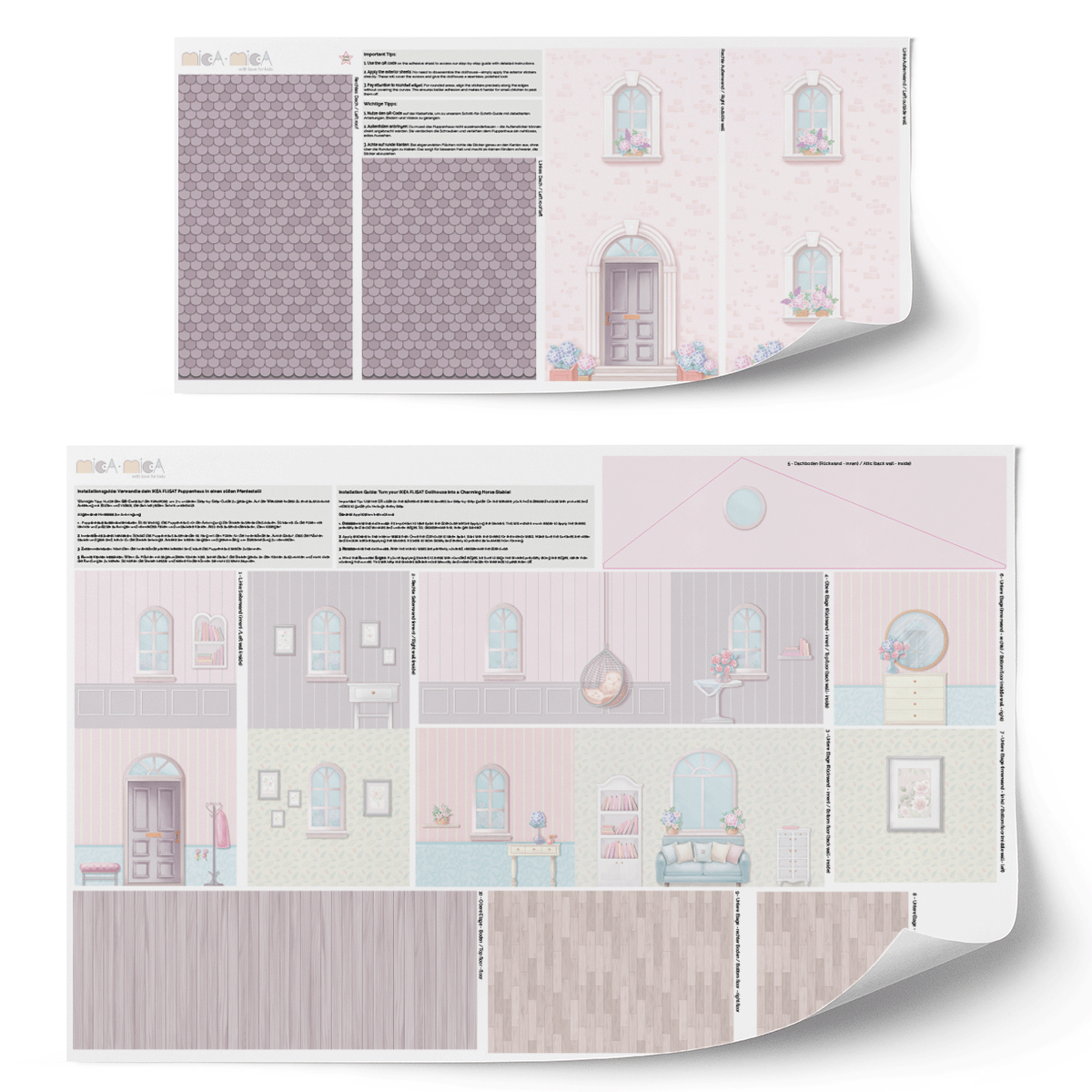Sticker set for IKEA FLISAT dollhouse - London Townhouse