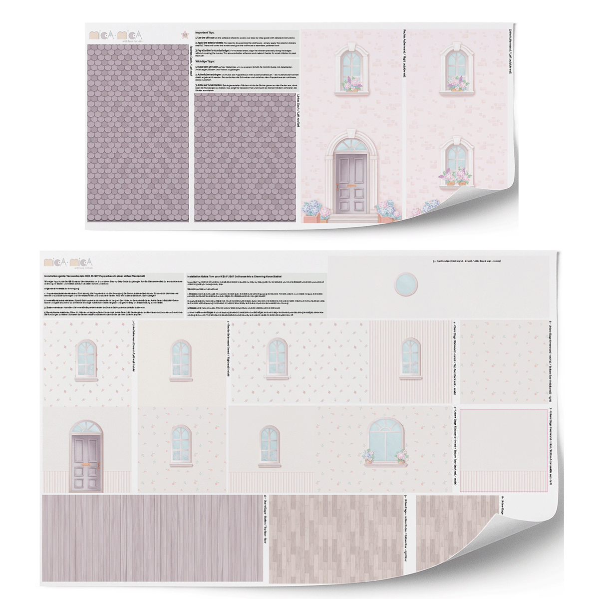Sticker set for IKEA FLISAT dollhouse - Timeless Touch