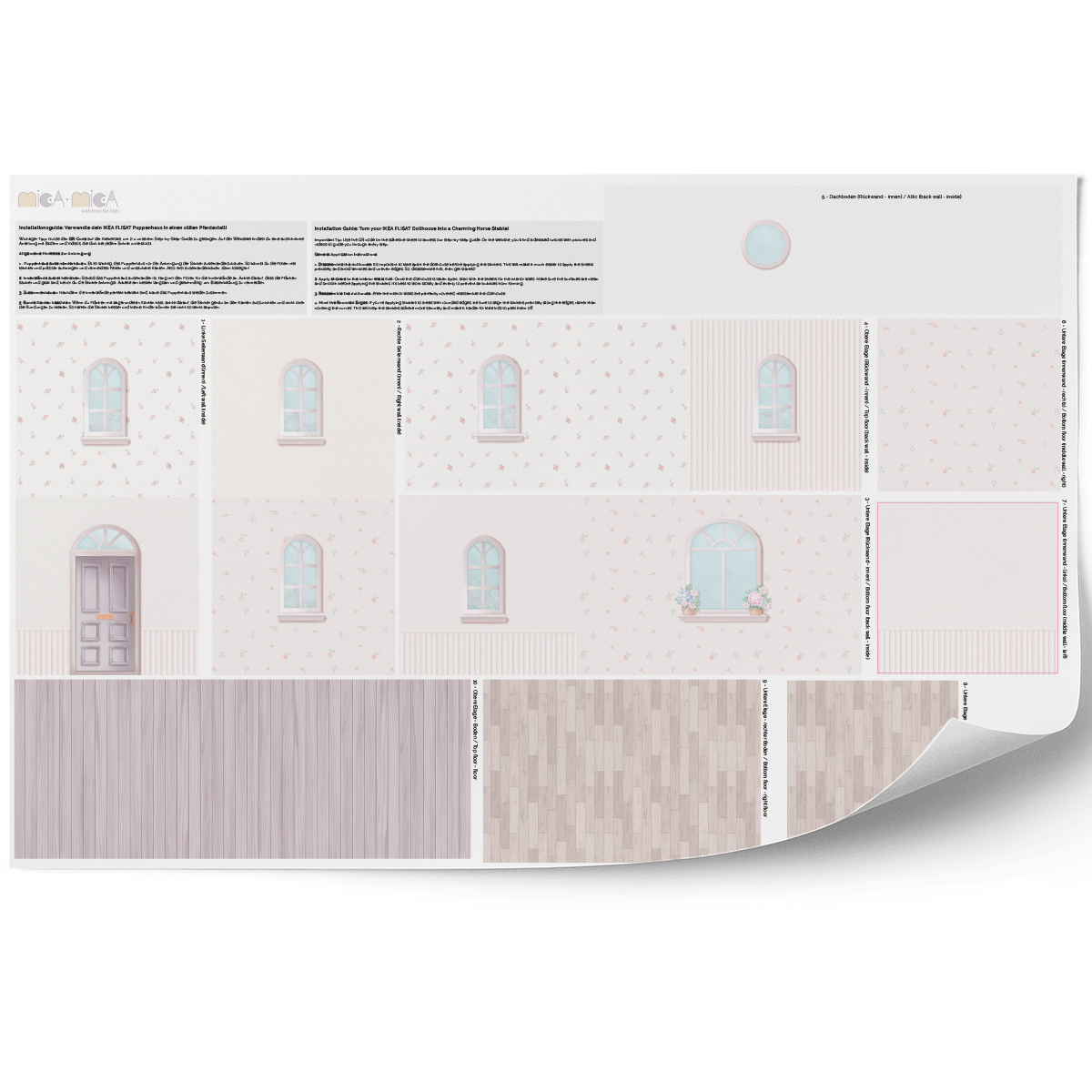 Sticker set for IKEA FLISAT dollhouse - Timeless Touch